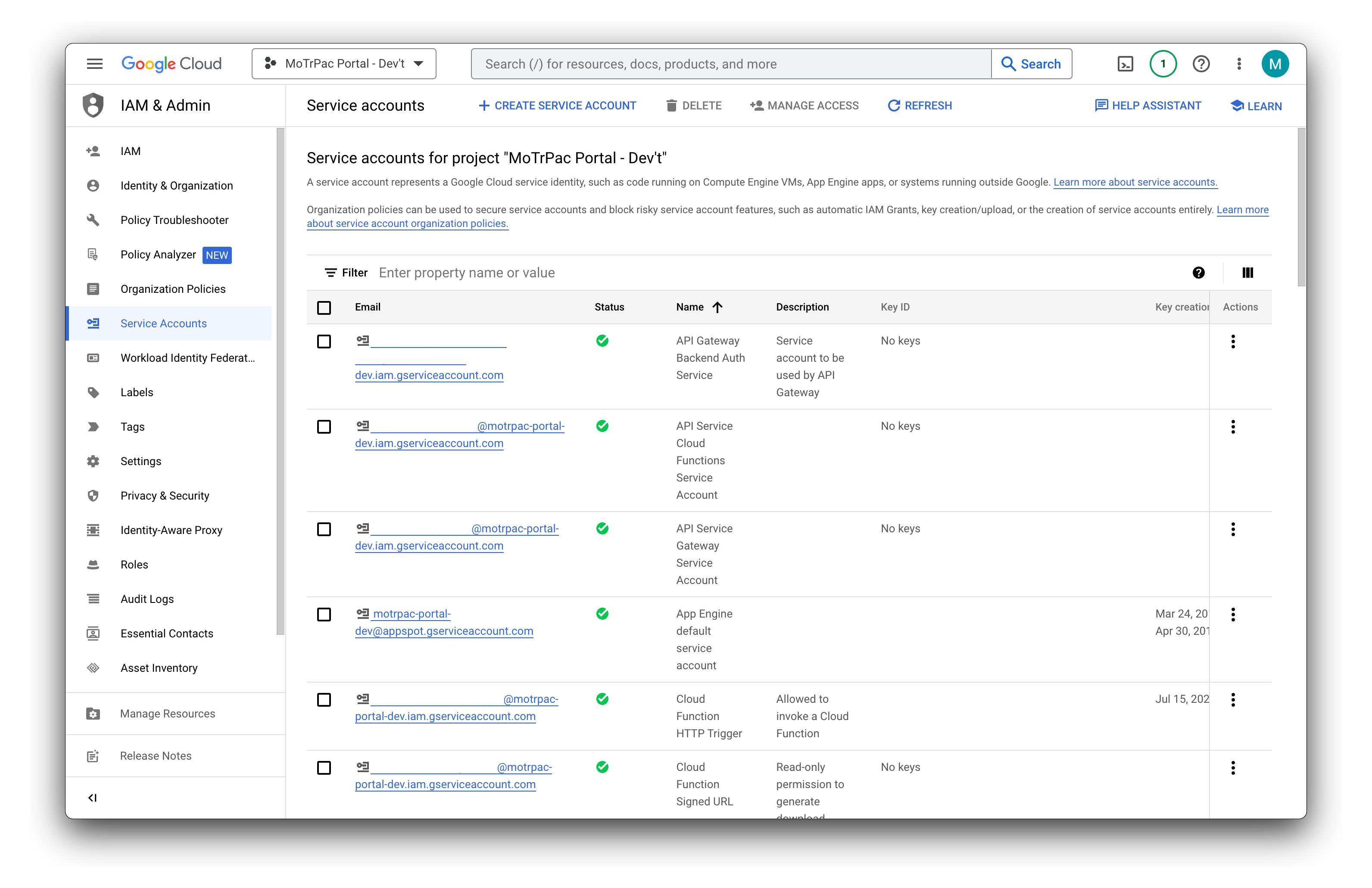 Google Cloud IAM Console