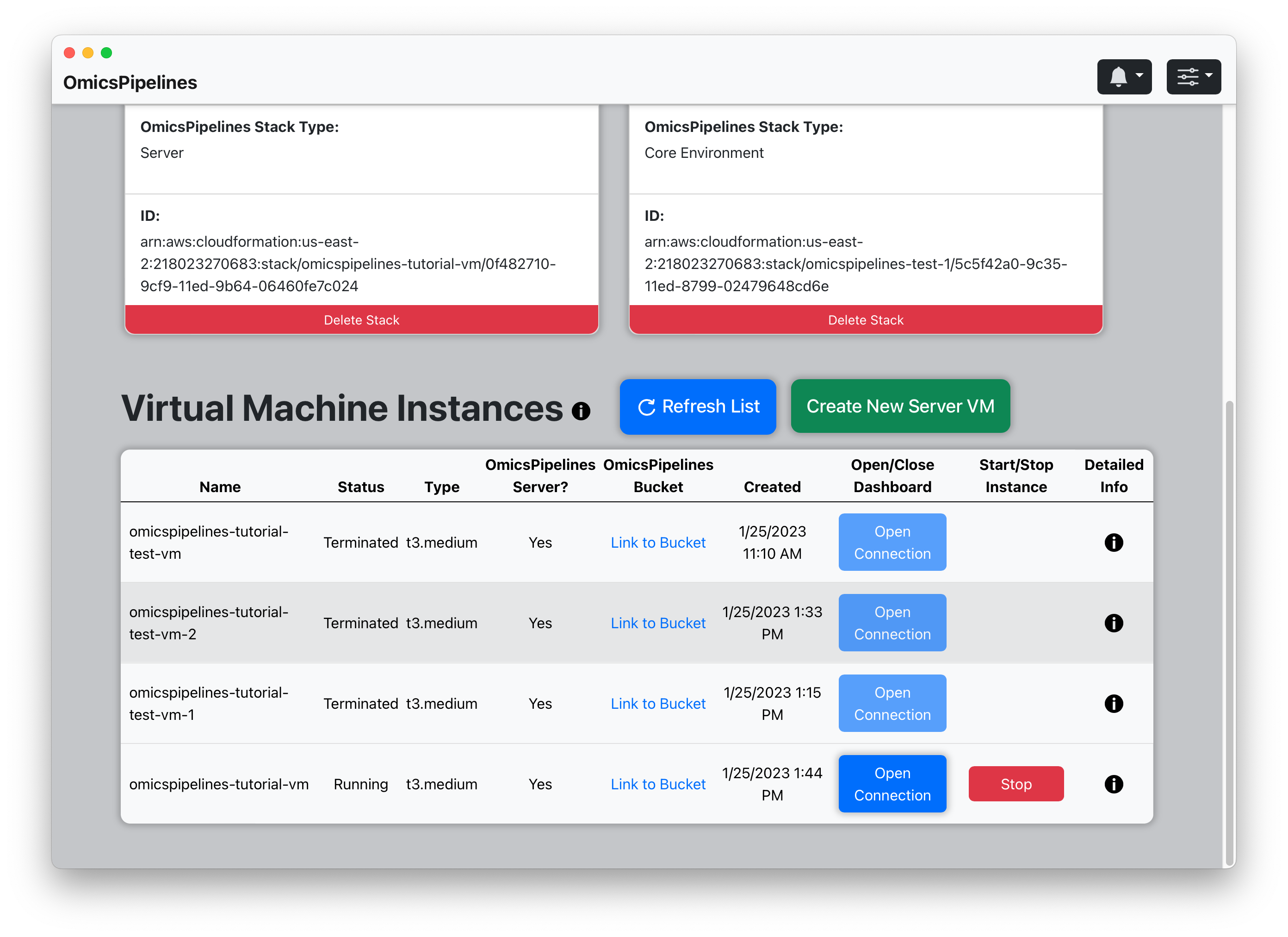 Amazon Web Services virtual machine view